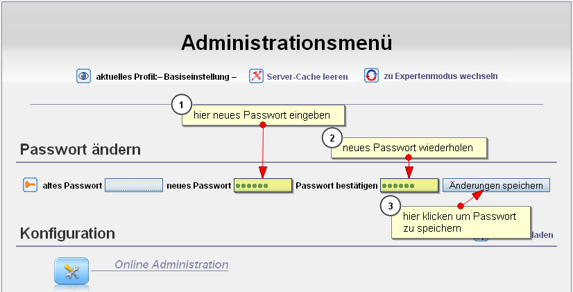 altes Passwort: neues Passwort: ********