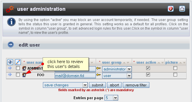 edit user: click here to view details on this user